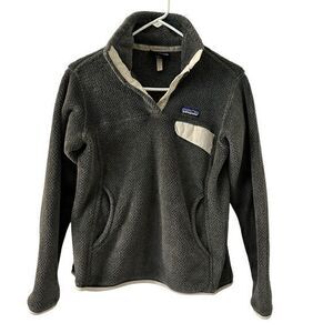 Patagonia Grey Re-Tool Snap-T Fuzzy Fleece‎ Pullover Sweater Size S Flaws